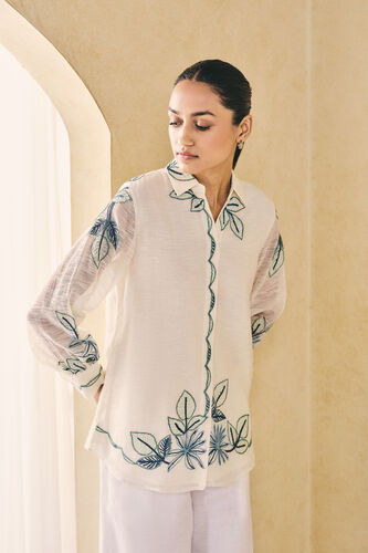 Ebonique Hand-embroidered SEWA Mul Top - Ivory, Ivory, image 5